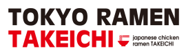 Logo van Tokyo Ramen Takeichi met tekst en een rode kom met eetstokjes.