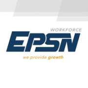 EPSN Workforce logo met slogan we provide growth op een witte achtergrond met grijze accenten.