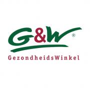 Logo van G&W GezondheidsWinkel met groene en rode tekst.