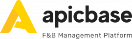 Logo van Apicbase met gele A en tekst F&B Management Platform.