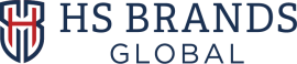 Logo van HS Brands Global met gestileerd schildontwerp in blauw en rood.