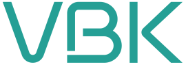 Het logo van VBK met dikke, groene letters op een witte achtergrond.