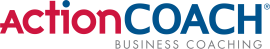 Het ActionCOACH-logo met de tekst Business Coaching eronder in rood en blauw.
