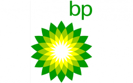 BP-logo met groene en gele bloemachtige vormen en groene letters.