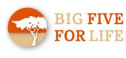 Logo van Big Five for Life met een boomsilhouet in een cirkel en de tekst in verschillende kleuren.
