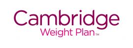 Cambridge Weight Plan logo met paarse en roze tekst op een witte achtergrond.