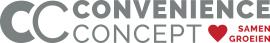 Logo van Convenience Concept met de slogan Samen groeien naast een rood hart.