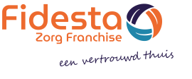 Logo van Fidesta Zorg Franchise met de tekst een vertrouwd thuis en een kleurrijk bolvormig icoon.