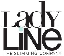 Ladyline-logo met de tekst The Slimming Company in zwart en mintgroen accent.