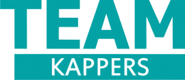 Logo van Team Kappers met de tekst TEAM KAPPERS in turquoise letters.