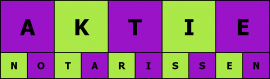 AKTIE Notarissen logo met groene en paarse blokken en zwarte tekst.