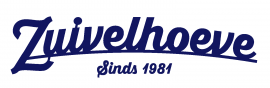 Het Zuivelhoeve-logo in blauwe letters met de tekst 'Sinds 1981' eronder.