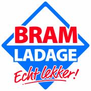 Logo van Bram Ladage met de tekst Echt Lekker in rood en blauw.