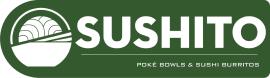 Groen logo van Sushito met witte tekst en een afbeelding van een poké bowl naast de naam.