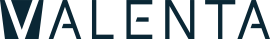 Logo van de franchiseformule Valenta in blauwe letters.