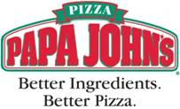 Papa John's logo met de slogan Better Ingredients. Better Pizza.
