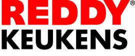 Het logo van REDDY Keukens met rode en zwarte tekst op een witte achtergrond.