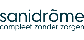 Sanidrõme logo met de slogan compleet zonder zorgen.