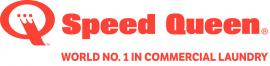 Speed Queen-logo met slogan World No. 1 in Commercial Laundry in rode letters.