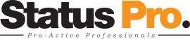 Logo van Status Pro met de slogan Pro-Active Professionals en een oranje accent op de tekst Pro.