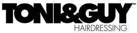 TONI&GUY logo met de woorden Hairdressing eronder in een strakke, moderne typografie.