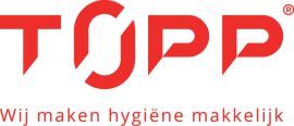 TOPP-logo met de slogan Wij maken hygiëne makkelijk in rode letters.