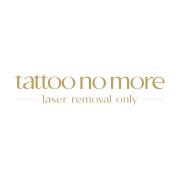 Logo van Tattoo No More met de tekst laser removal only in goudkleurige letters op een witte achtergrond.