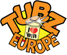 Logo van Tubz Europe met een potje snoep in het midden en de tekst I love 'em.