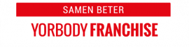 YorBody Franchise-logo met de slogan Samen Beter in rode en witte kleuren.