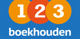 Logo van 123Boekhouden met de cijfers 1, 2, 3 in kleurrijke cirkels boven het woord boekhouden.