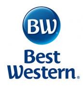 Best Western-logo met blauwe cirkel en de letters BW erboven.