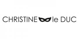 Logo van Christine le Duc met een zwarte oogmasker-icoon tussen de woorden.