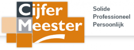 Logo van CijferMeester met de woorden Solide, Professioneel en Persoonlijk weergegeven rechts van het beeldmerk.