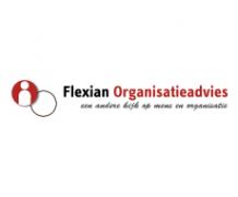 Logo van Flexian Organisatieadvies met tagline een andere kijk op mens en organisatie, en een icoon in cirkels.
