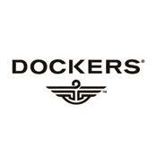 Dockers-logo met zwarte tekst en gestileerd embleem op een witte achtergrond.