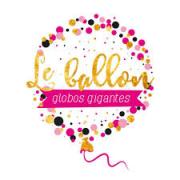 Logo van Le Ballon met kleurrijke stippen en de tekst globos gigantes.