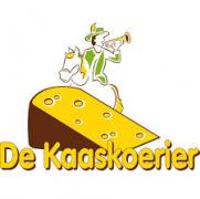 Logo van De Kaaskoerier met een trompetspeler op een stuk kaas en de tekst 'De Kaaskoerier'.