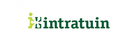 Het logo van Intratuin met groene tekst en een gestileerd groen-wit bloemmotief links naast de naam.