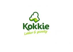 Logo van Kokkie met een groene koksmuts en de tekst Lekker & gezellig.