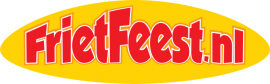 FrietFeest.nl logo met rode tekst op een gele ovale achtergrond.