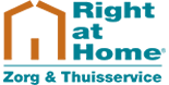 Logo van Right at Home met oranje huisicoon en blauwe tekst.