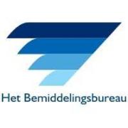 Logo van Het Bemiddelingsbureau met gestileerd blauw vleugelachtig symbool.