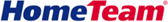 HomeTeam-logo in blauwe en rode letters op een witte achtergrond.