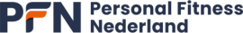 Logo van Personal Fitness Nederland met PFN in blauwe letters en oranje detail.