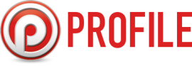 Logo van Profile Car & Tyreservice met rood-wit embleem en rode bedrijfsnaam.