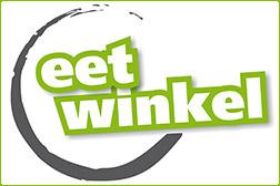 Eetwinkel-logo met groene en grijze tekst op een witte achtergrond.