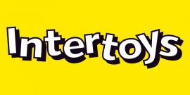Intertoys-logo op een gele achtergrond.