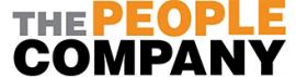 Logo van The People Company met de tekst in grijs, oranje en zwart.