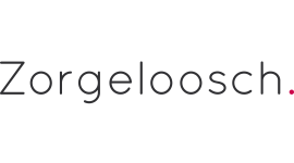 Zorgeloosch-logo met zwarte letters en een rode stip op een witte achtergrond.