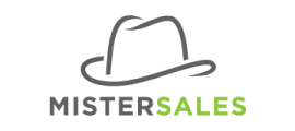 Logo van MisterSales met gestileerde hoed in zwart en groene letters.